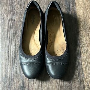 Clarks Black Leather Flats